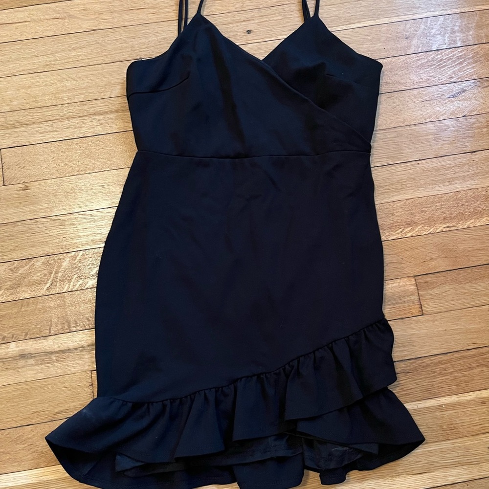lulu’s ruffled black mini dress